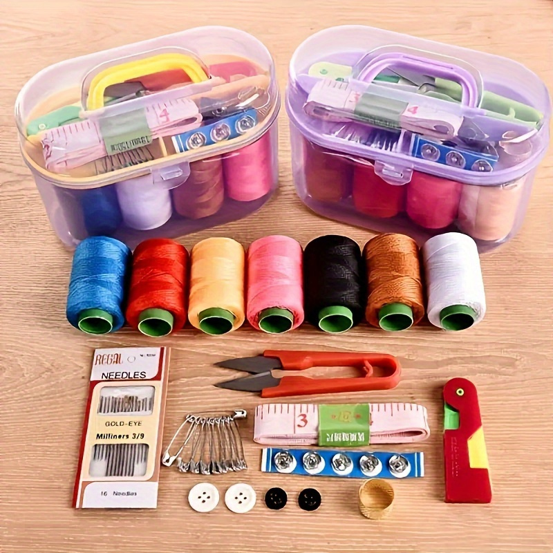 

45pcs Deluxe Sewing Kit With Transparent Storage Box - , Scissors, Needles, Buttons & More - Portable & Repair Set For All