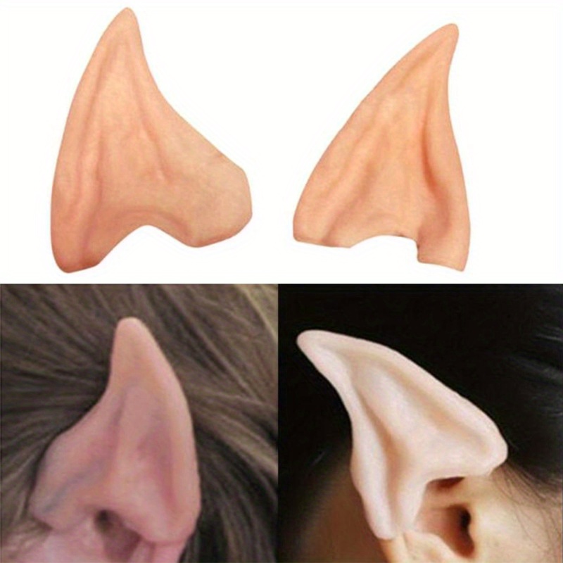 

2pcs Silicone Elf Ears For Halloween Cosplay - Realistic Pointed Ears Costume Accessories, Theme Party Props, Creature Ears For Christmas & Events