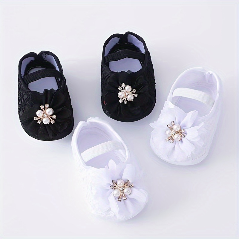 

Elegant Floral Embroidered Ballet Flats For Baby Girls - Lightweight, All-season Slip-on With Anti-slip Sole For Dance & Everyday Comfort