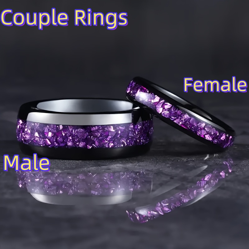 

1pc4/ 8mm Purple Wedding Ring Couple Jewelry, Stainless Steel Ring Birthday Gift For Him And Her, Men's And Women's Matching Ring Set