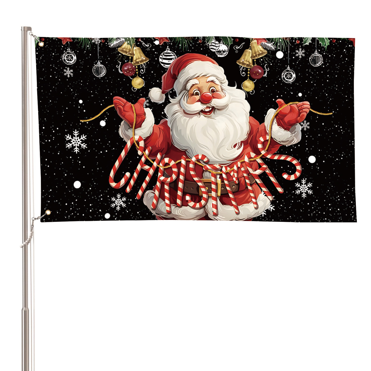 

Santa Claus Merry Christmas 3x5 Feet Decorative Banner - Multipurpose, Polyester, No Electricity Required, Fade Resistant & Machine Washable For Outdoor Seasonal Holiday Party Decoration (1pc)