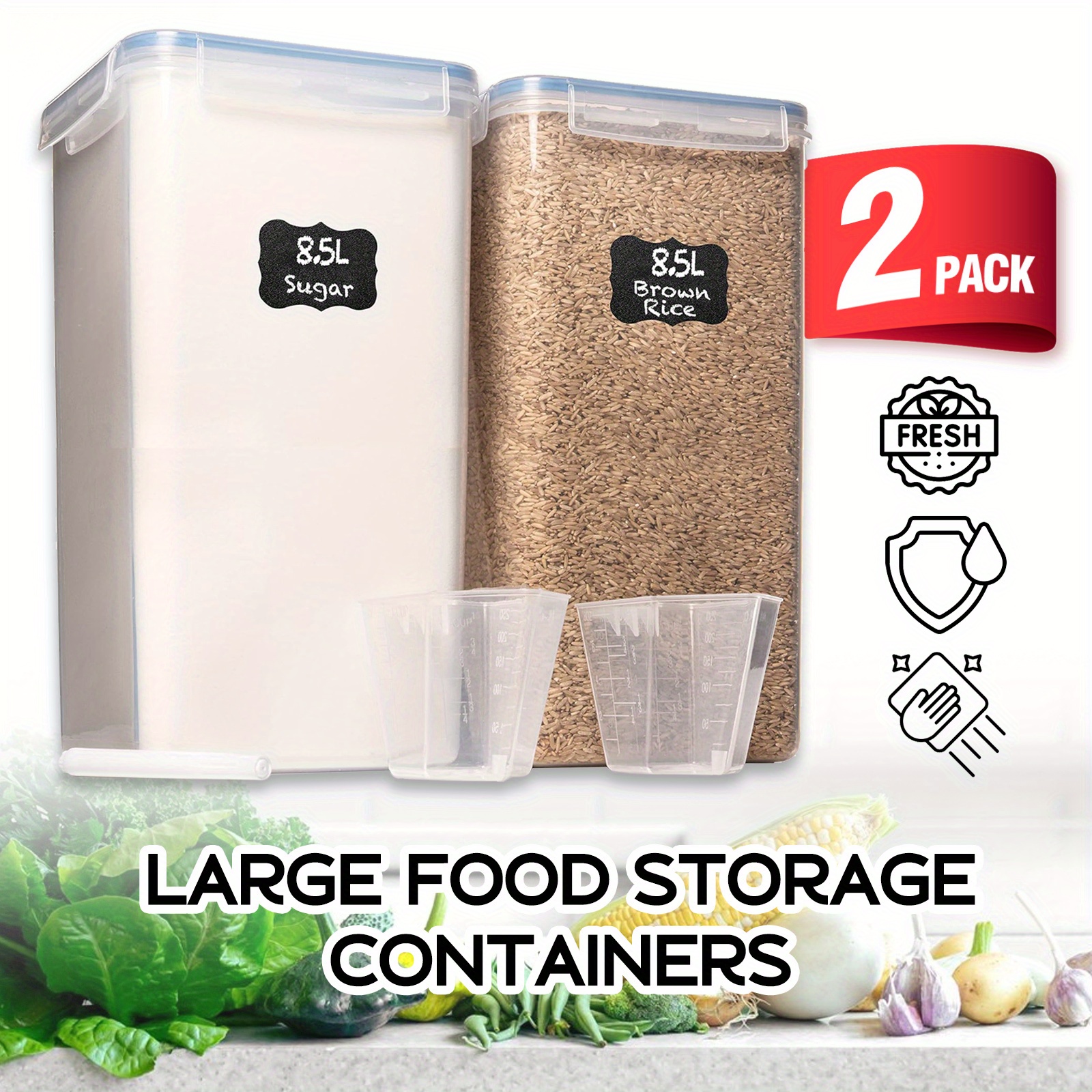 

2 Pcs 8. 5l Large - Capacity Sealed Food Box, Suitable For Storing Flour, , Sugar Food, , Size To