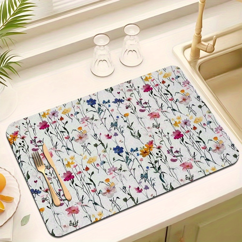 

1pc Dish Drying Mat With Heat Resistant And Proof Surface - Protects Your Countertop