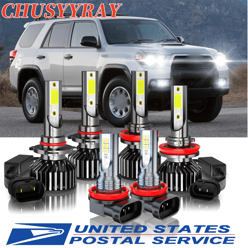 

6pcs Led Headlight Bulbs For Toyota 4runner 2010-2020 High/ Low Beam Fog Light 60w 26000lm 6000k Cool White