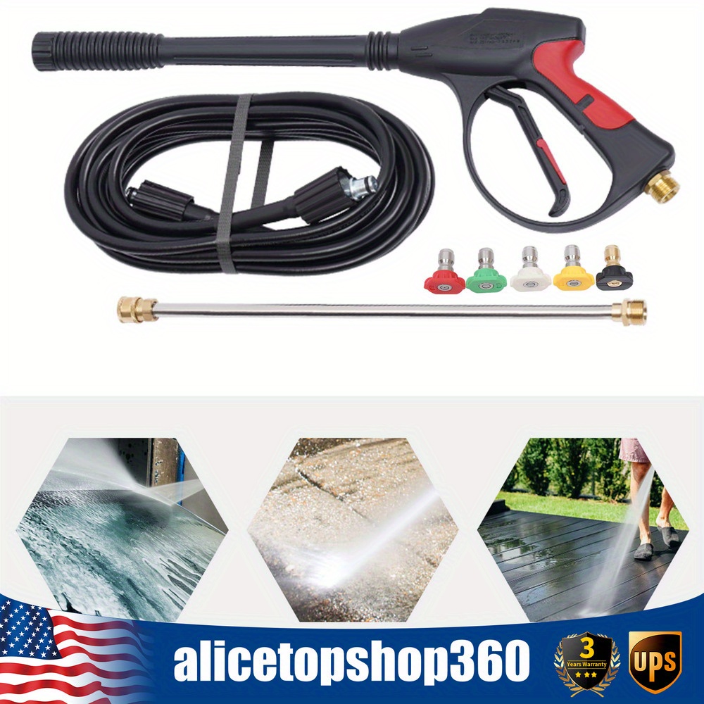 

High Pressure Car Power Washer 3000psi Spray Wand Lance Nozzle Tips Hose Kit