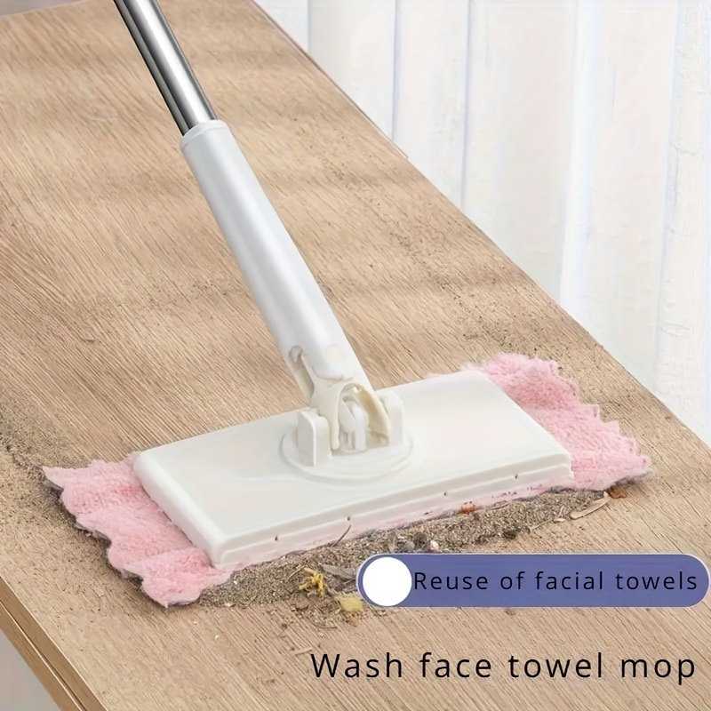 multi surface mini mop with adjustable handle plastic flat mop with auto cloth grip for kitchen bathroom and glass wet and dry use with accessory kit included details 1