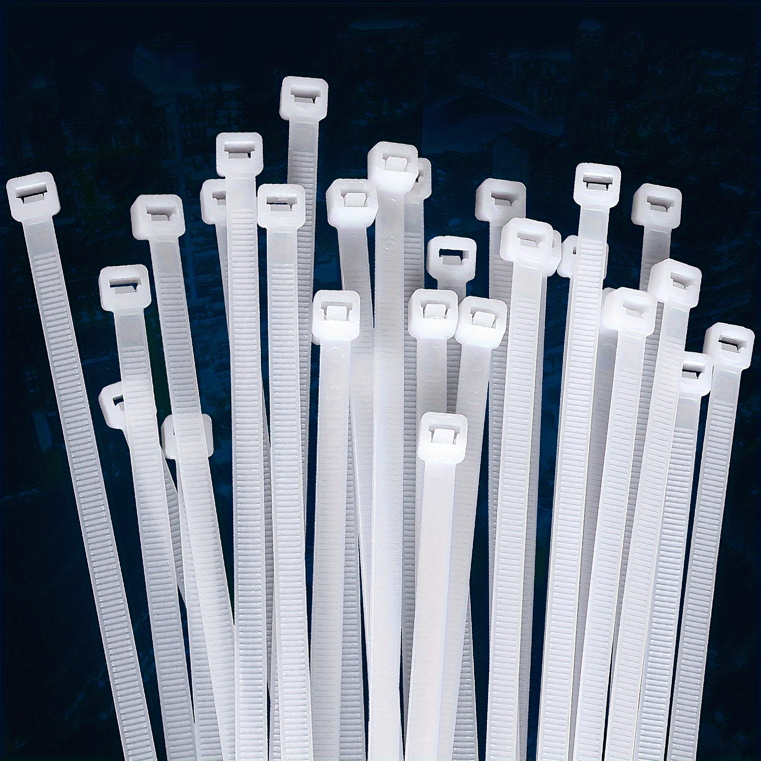 

1000pcs White Cable Ties - High Strength, Self-locking Nylon, 50 Lbs Tensile - Indoor & Outdoor Use (4", 6", 8", 12" Sizes)