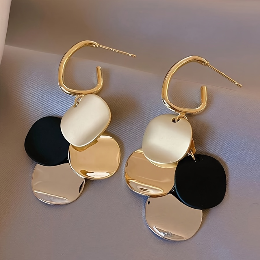 TEMU 1 Pair, Pendant Style Earrings, Versatile And Design, Alloy, Suitable For Daily Gift Wearing, Graduation Season