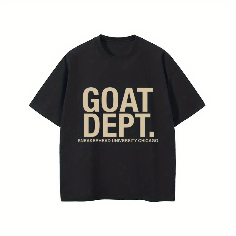 

Goat Dept Letter Printed Casual Short Sleeved T-shirt Summer Men's Trendy Casual Design Shirt Round Neck Loose Oversized