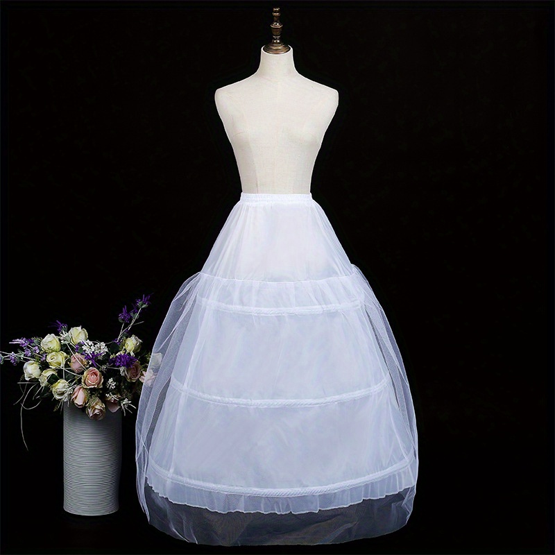 

Bridal Petticoat Three-hoop Polyester Fiber Wedding Dress Crinoline - Adjustable Waistband For Evening Gown Support