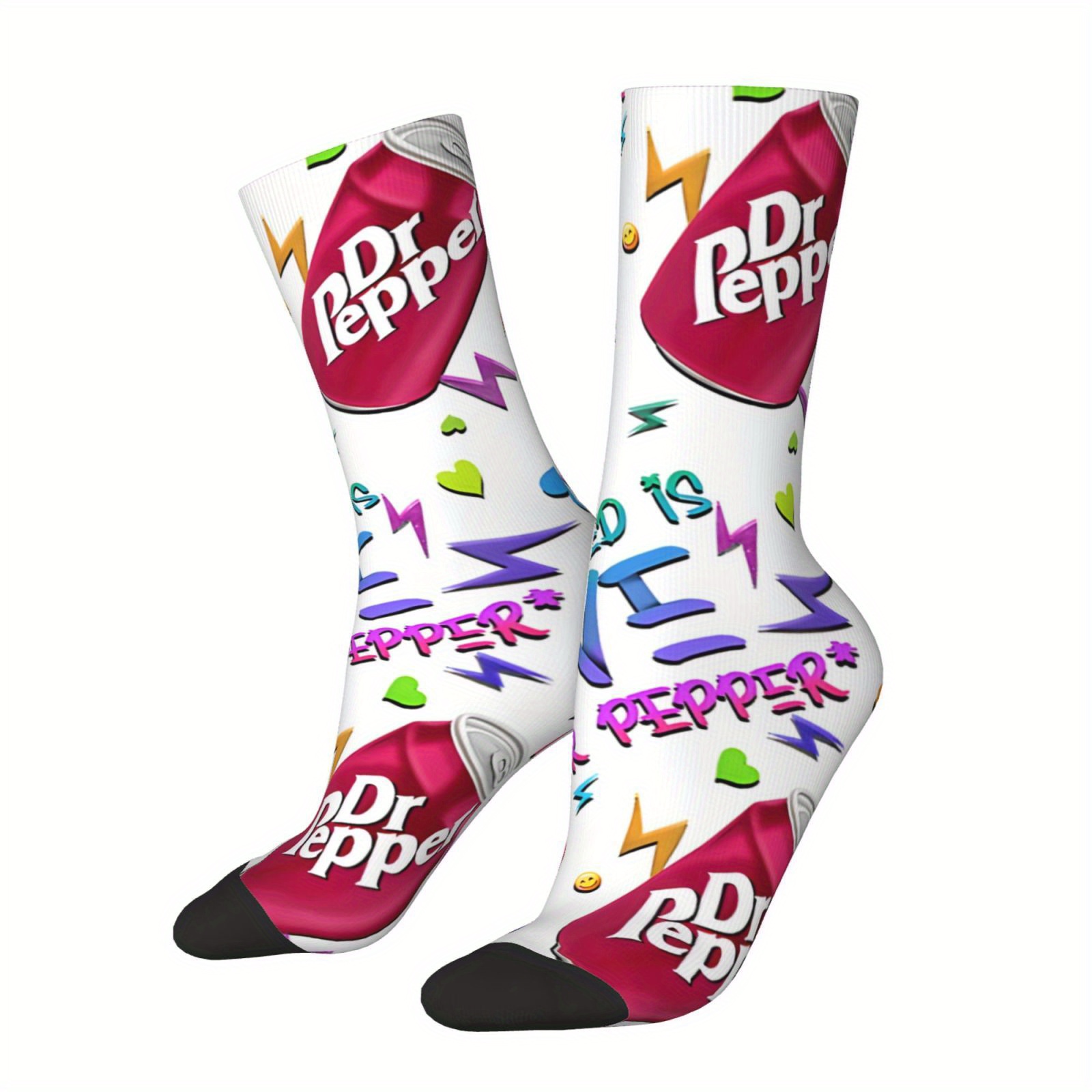 

& Love-inspired Men's Crew Socks - Vintage 80s Style, Novelty Casual Wear With , Breathable Polyester Blend