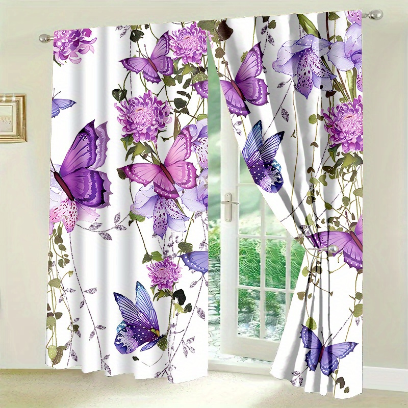 

2pcs/ Set Pattern Door Curtains Cartoon Curtains Light And Feel For Cozy Bedroom Chic Office Stylish Kitchen Living Room And Study