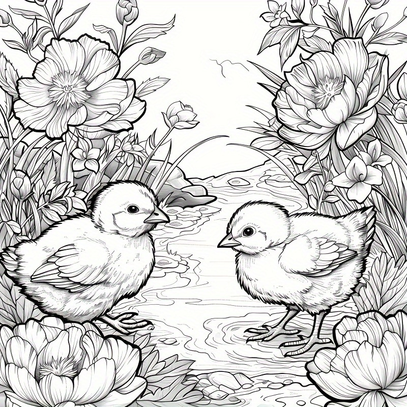 Deluxe Easter Coloring Book with Bunny & Floral 22 Thick Pages