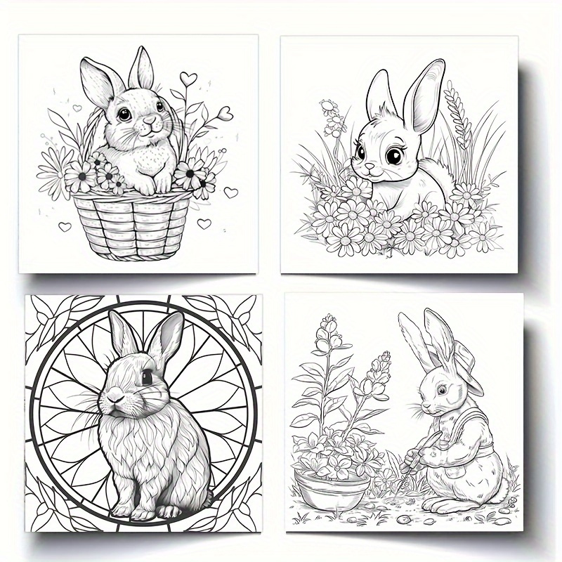 Deluxe Easter Coloring Book with Bunny & Floral 22 Thick Pages