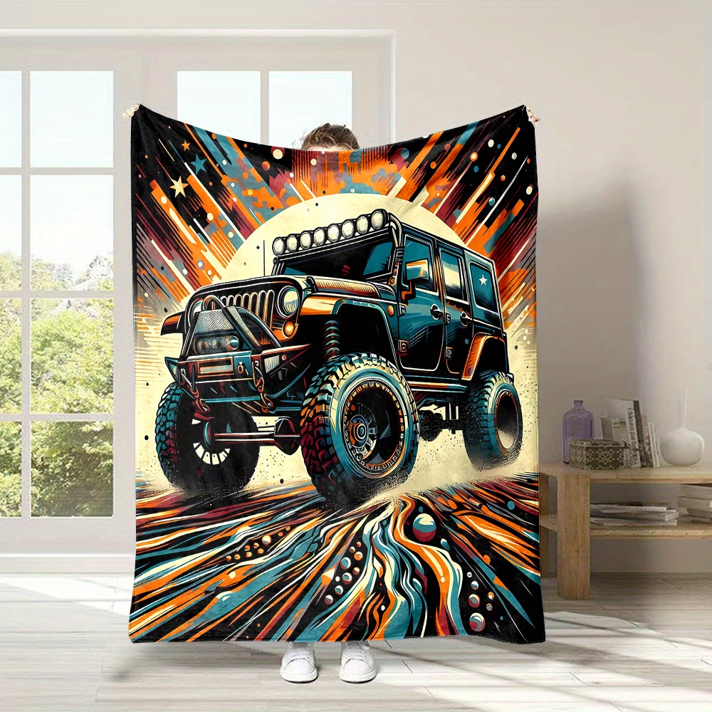 

Vibrant Off-road & Muscle Car Print Flannel Throw Blanket - Soft, Reversible, All-season Comfort For Couch, Bed, Camping - Perfect Gift For Family And Friends