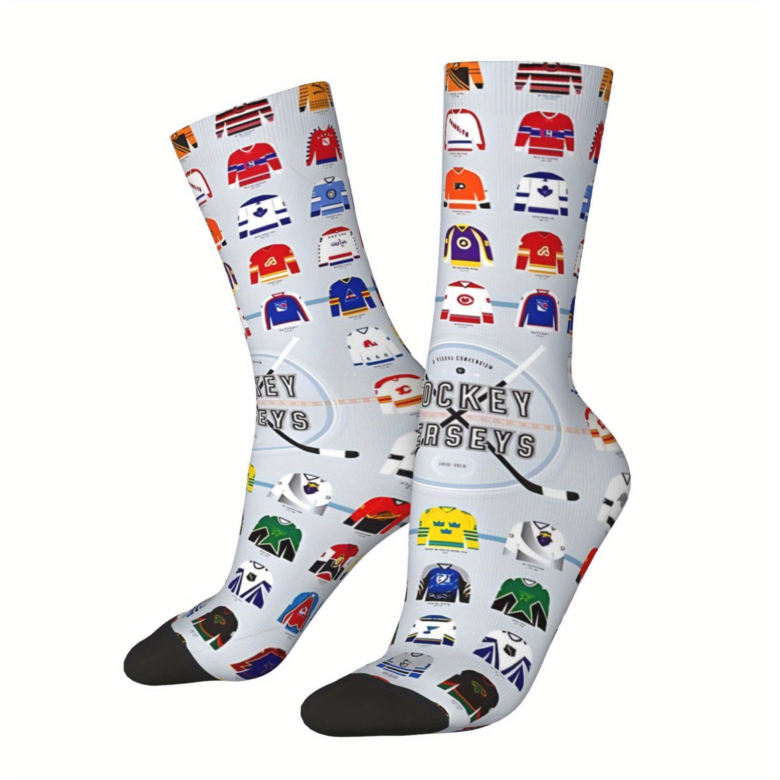 

1 Pair Hip Hop Vintage A Visual Of Hockey Jerseys Crazy Men's Socks Seamless Printed Funny Novelty Sock Boys Gift