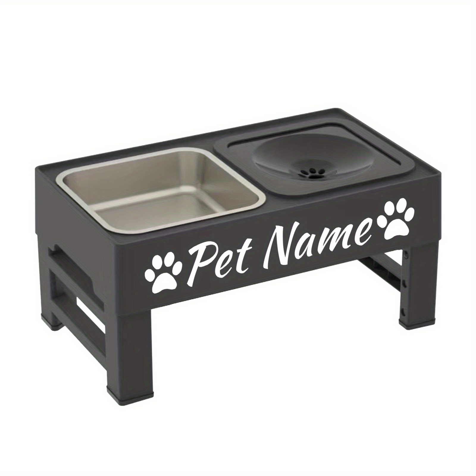 TEMU Personalized Elevated Dog Bowls 4 Height Adjustable With Stainless Food Bowls Stand Non-slip Raised Dog Bowl For Medium Large Dogs