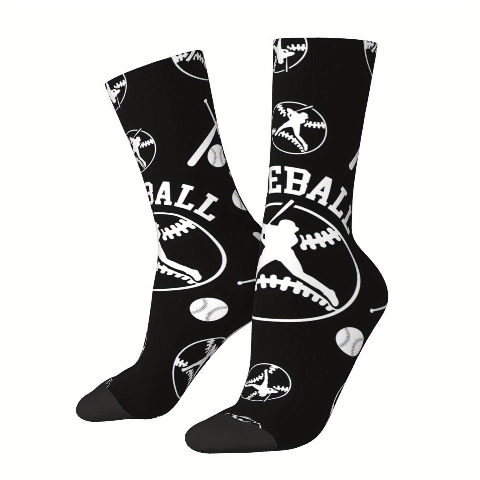 

Baseball Pattern 1 Pair Men's Mid-calf Crew Socks, Comfy Casual Sports Socks For Basketball Running