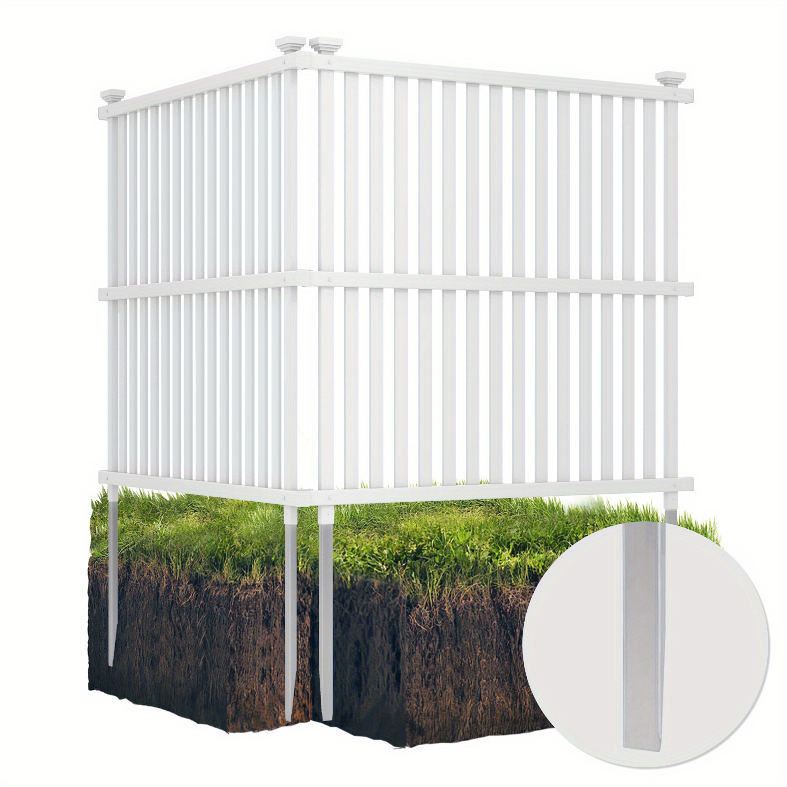 

Lifezeal Ac Fence Pack Of 2, Fence Metal Ground Stakes, Slat , Sturdy Pvc Material, Vinyl Pool Equipment Enclosure Trash Can Enclosure For Garden, Patio, Porch