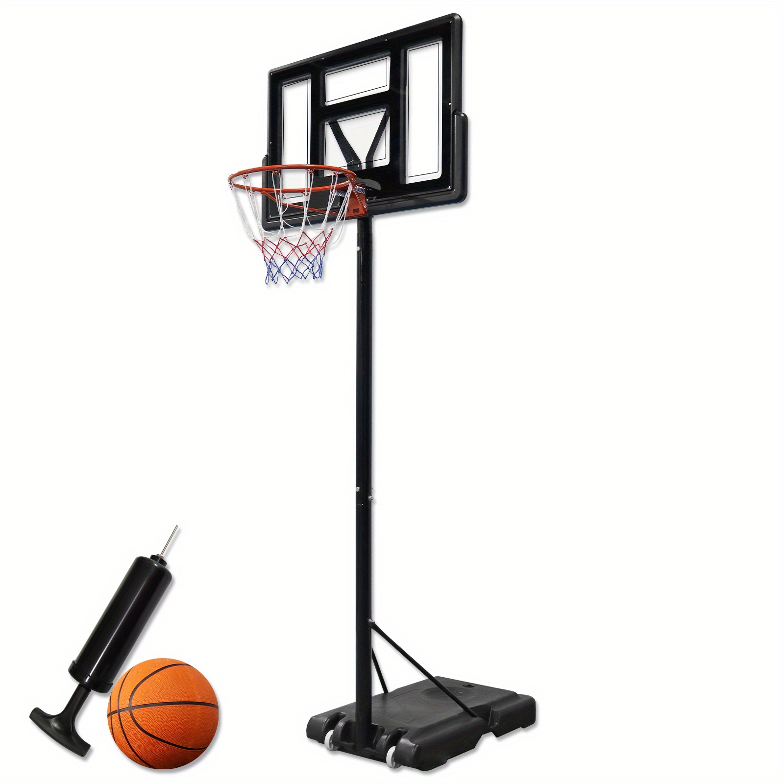 E-shop 2,3-3,05 Meter Basketballkorb Höhenverstellbar mit Ständer und Rädern Für tragbare Basketballsysteme im Freien und in der