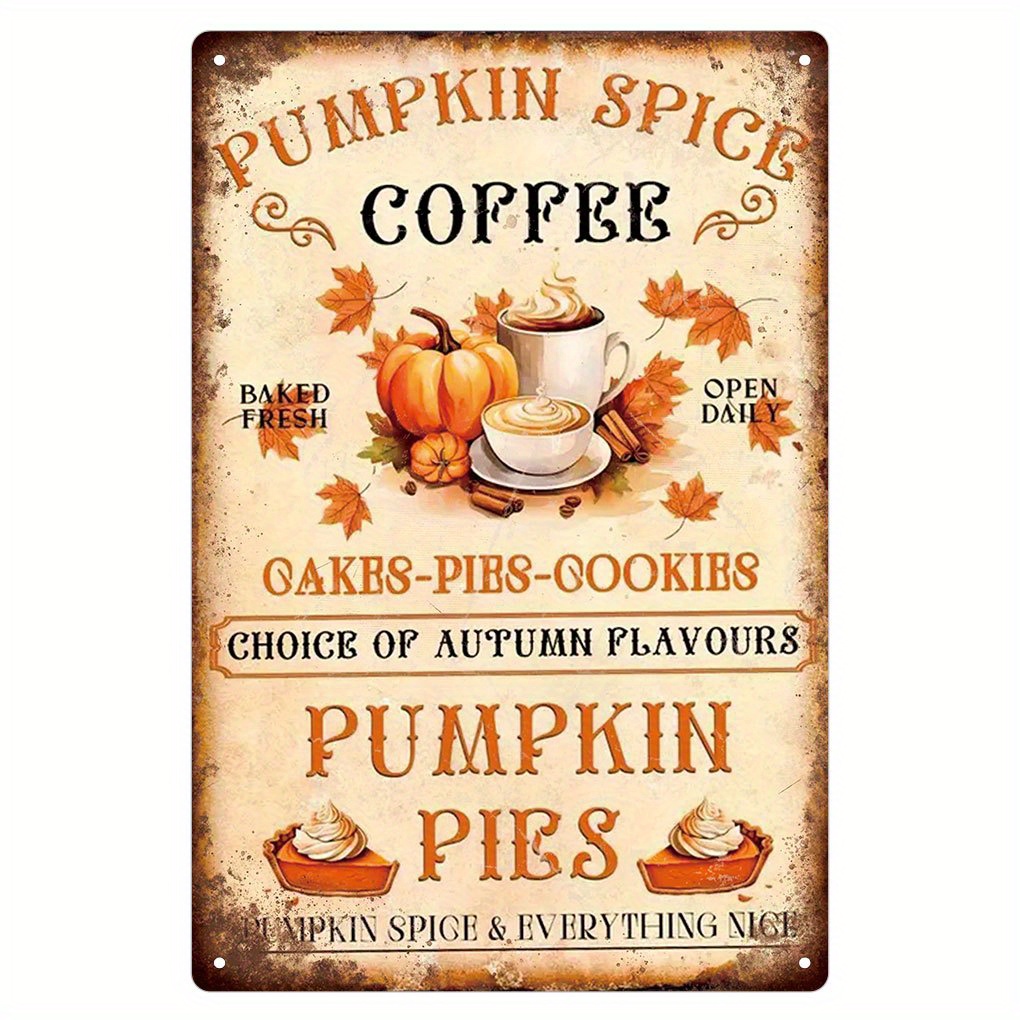 

Vintage Pumpkin Sign - 8x12 Inch Retro Decor For Home, Kitchen, Cafe, Or Shop