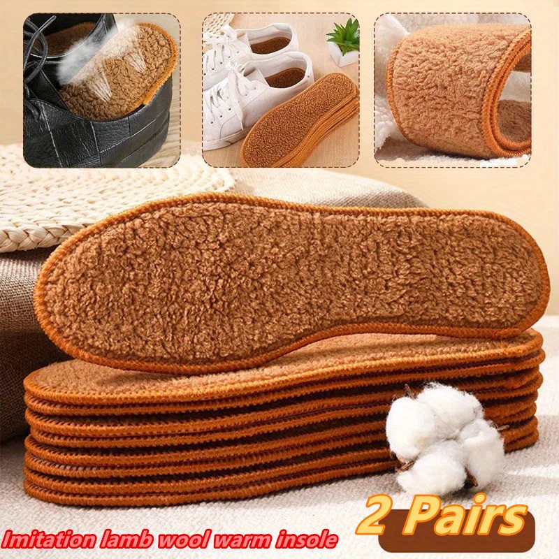 

2 Pairs Thick Thermal Insoles - Winter Warm Heated Soft Plush Inserts For Shoes, Snow Boots & Shoe Pads - Cashmere-like Insoles For Men & Women - Heating Insoles