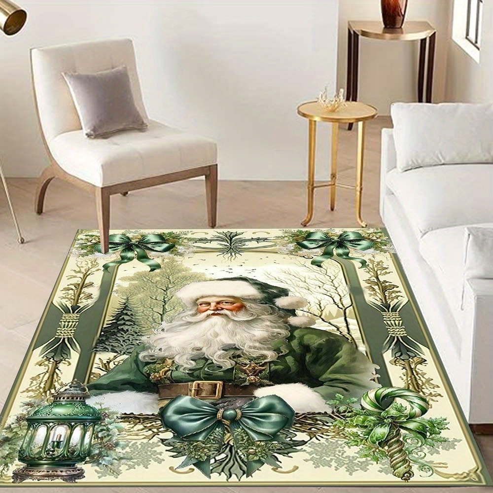TEMU 1pc Of Christmas-themed Square Rug, Ideal For Enhancing The And Aesthetic Of Your Living Room Or Bedroom, With A Weight Of 800g/m2 In