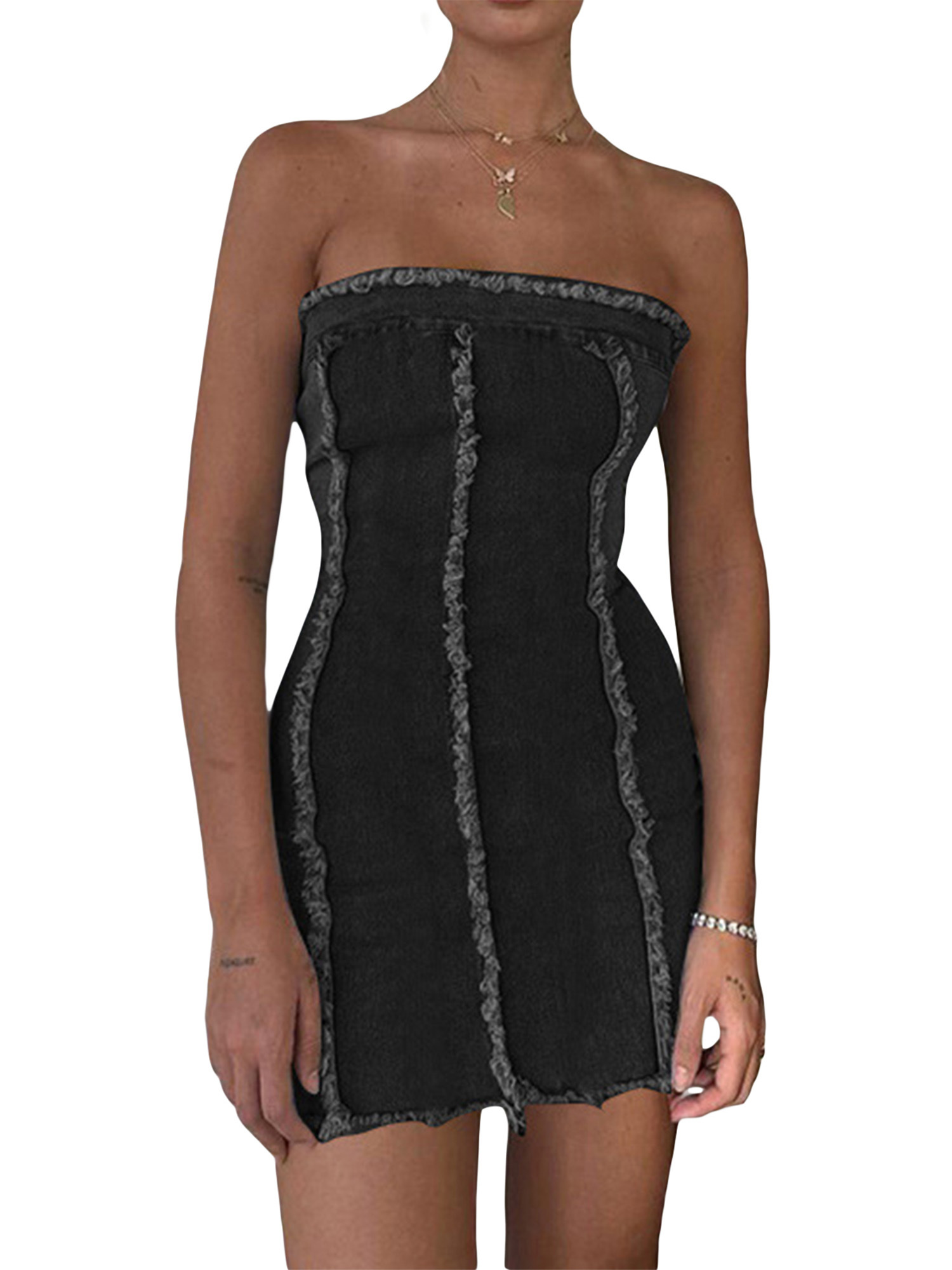 black long casual dress Black Maxi Dress with Pockets