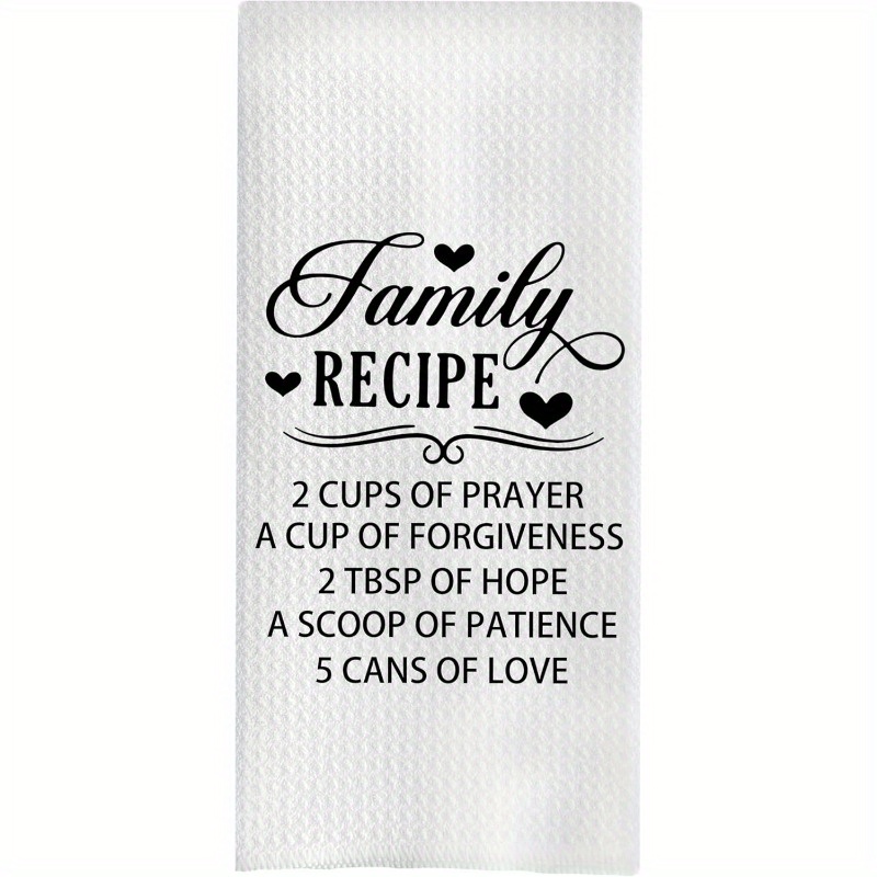 

18*26inch 1pc Funny Family Dish Towels - Family Recipe Waffle Kitchen Towels, Housewarming Gift Hand Tea Towels, Farmhouse Kitchen Towels