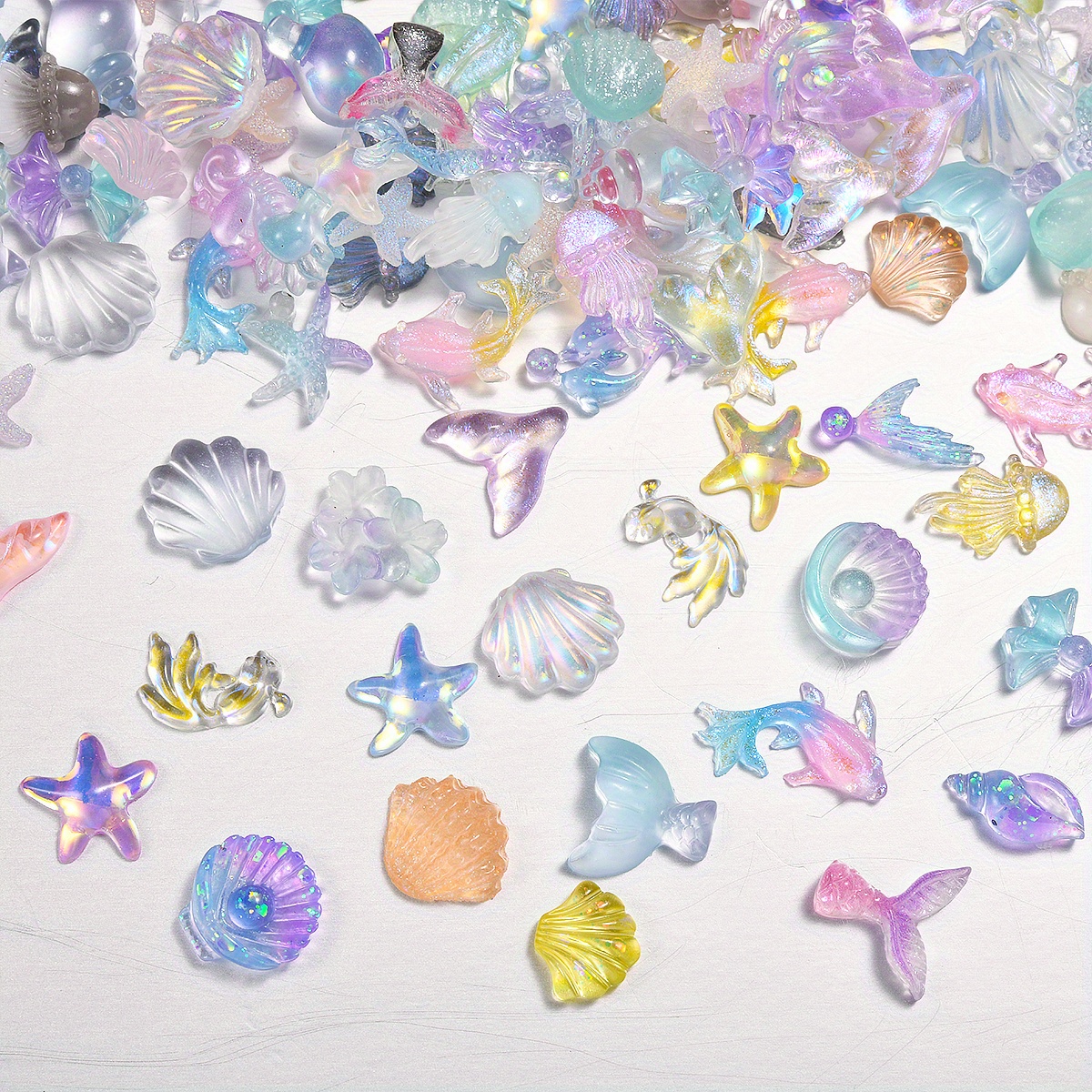 

30pcs Ocean Series Nail Art Charms, Sea Shell Starfish , Non-alcoholic Embedding Decorations For Nail Tips, Phone Cases, Diy Crafting Accessories