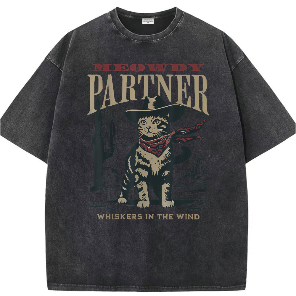 

Cowboy Cat Partner Vintage Washed Graphic Short Sleeve T-shirt