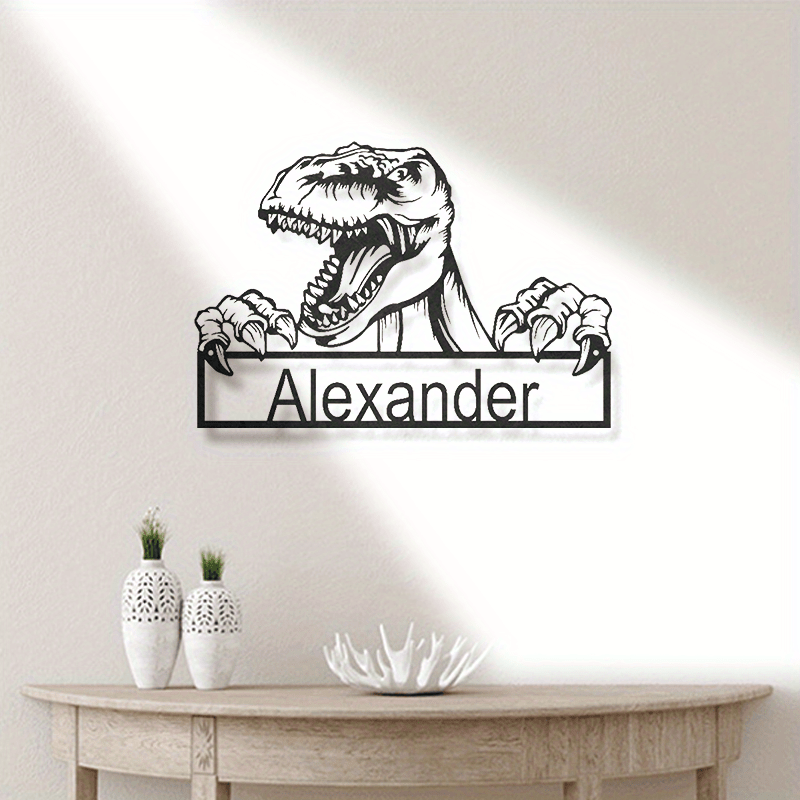 personalized dinosaur iron   sign with custom name t rex metal decor for home door bedroom unique gift for dinosaur enthusiasts age 14 details 2