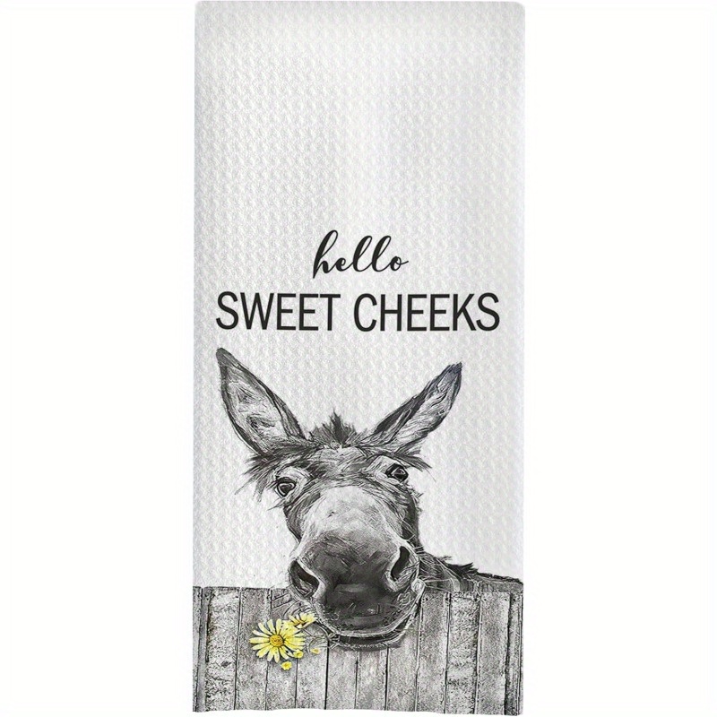 

Contemporary Woven Polyester Hand Towel With Coastal Donkey Design, Super Soft Funny Bathroom Decorative Towel, Machine Washable - 1pc 18x26 Inch