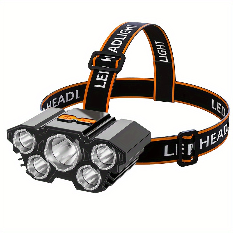 

1/2pcs Rechargeable Headlamp 5 Led Bright Head Lamp Lightweight Usb Head Light, 8 Mode Head Flashlight For Outdoor Running Hunting Hiking Camping Work, Decoration And Maintenance