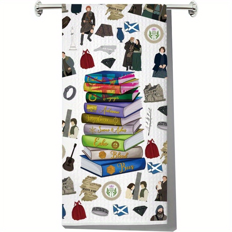 

1pc, 18x26inch, Contemporary Coastal Scotland Themed Polyester Kitchen Towel, Soft, Machine Washable, Dish Towel For Home & Kitchen Decor, Ideal For Fans & Outlander Enthusiasts