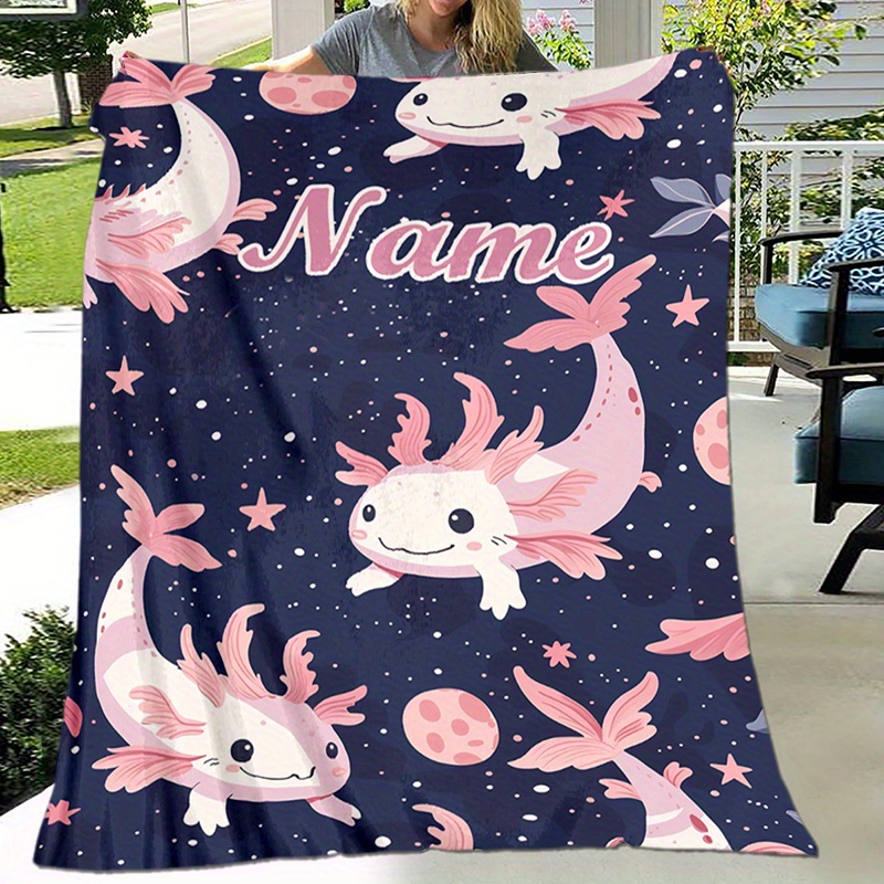

Personalized Flannel Sofa Throw Blanket With Custom Name - Cute , Soft And Warm, All-season Chunky Knit Blanket For Chair Bed, Machine Washable, Ideal For Outdoor Travel And Holiday Gifts