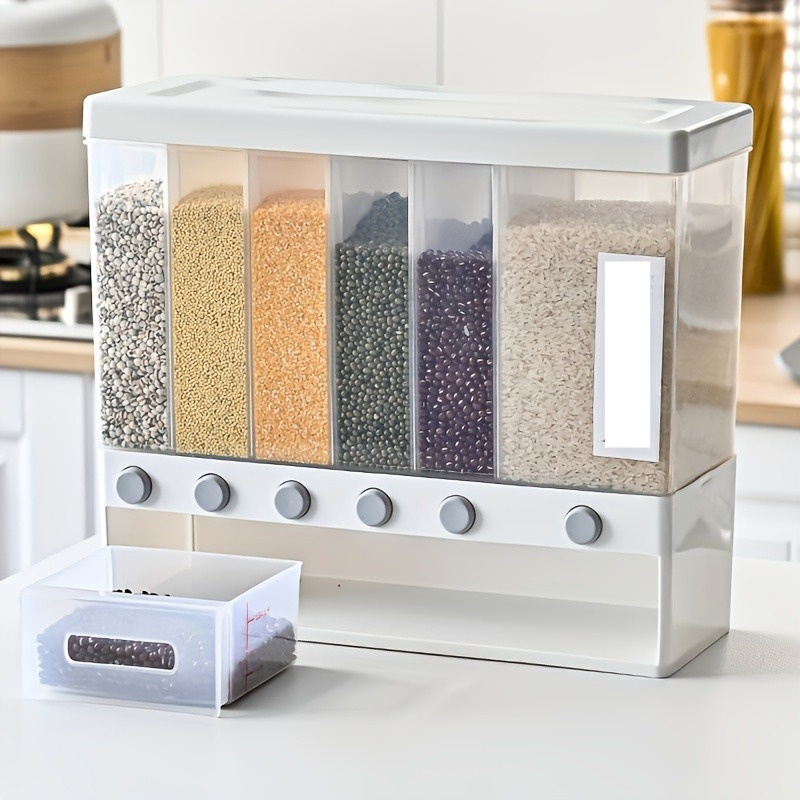 5 compartment airtight food storage container moisture pest resistant transparent multi purpose square plastic canister for   rice pet food more easy to clean reusable kitchen organizer with   lids Product details 4