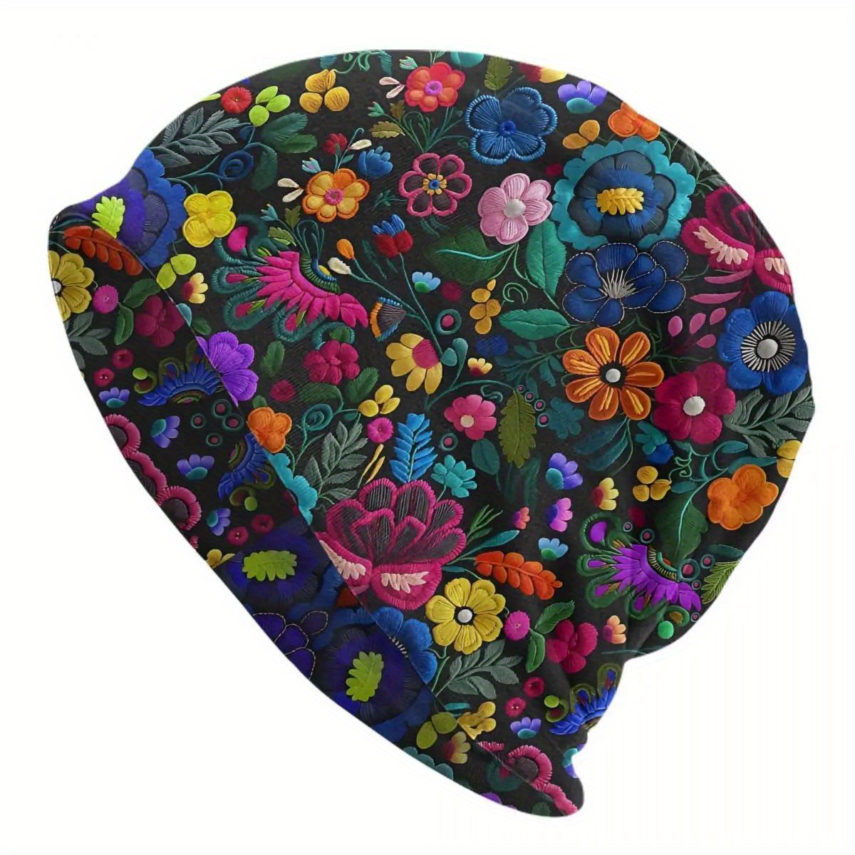 

Casquette de fleurs mexicaines vintage unisexe - Mélange de polyester et d'élasthanne, élasthanne tissé et bonnets de fleurs traditionnels