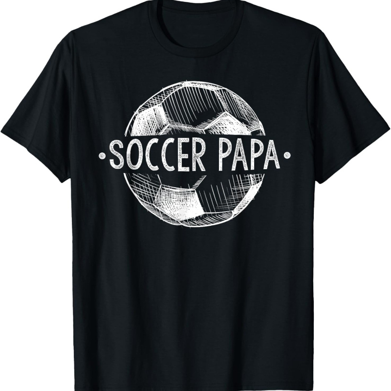 

Mens Soccer Papa T-shirt - Vibrant Animation Style Design, Humorous Pattern Print, Classic Crew Neck, Short Sleeve - Perfect For Casual Summer Outings