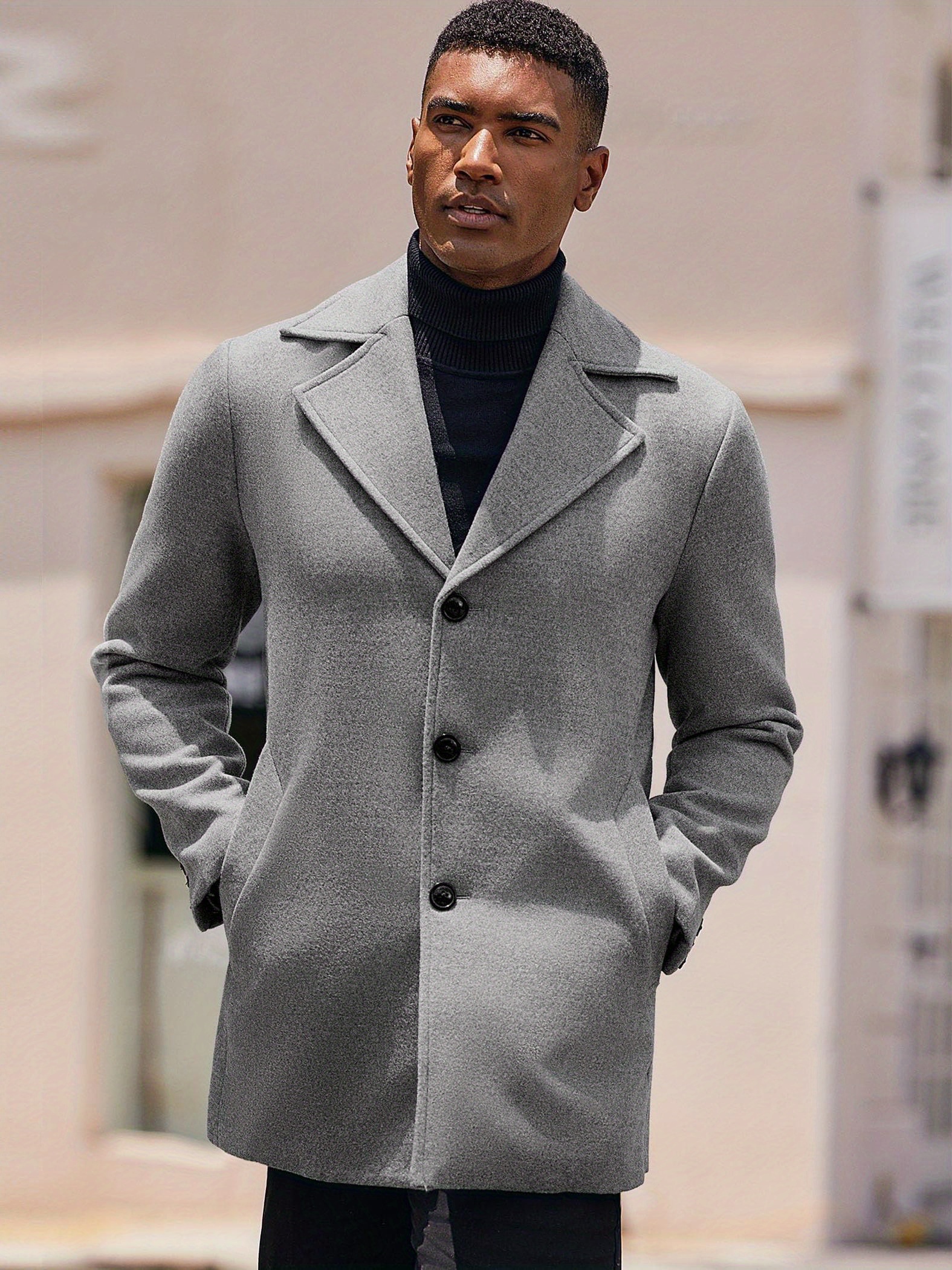 Winter Coat Light Grey Mens Overcoat Men's Oversized Wool Jacket