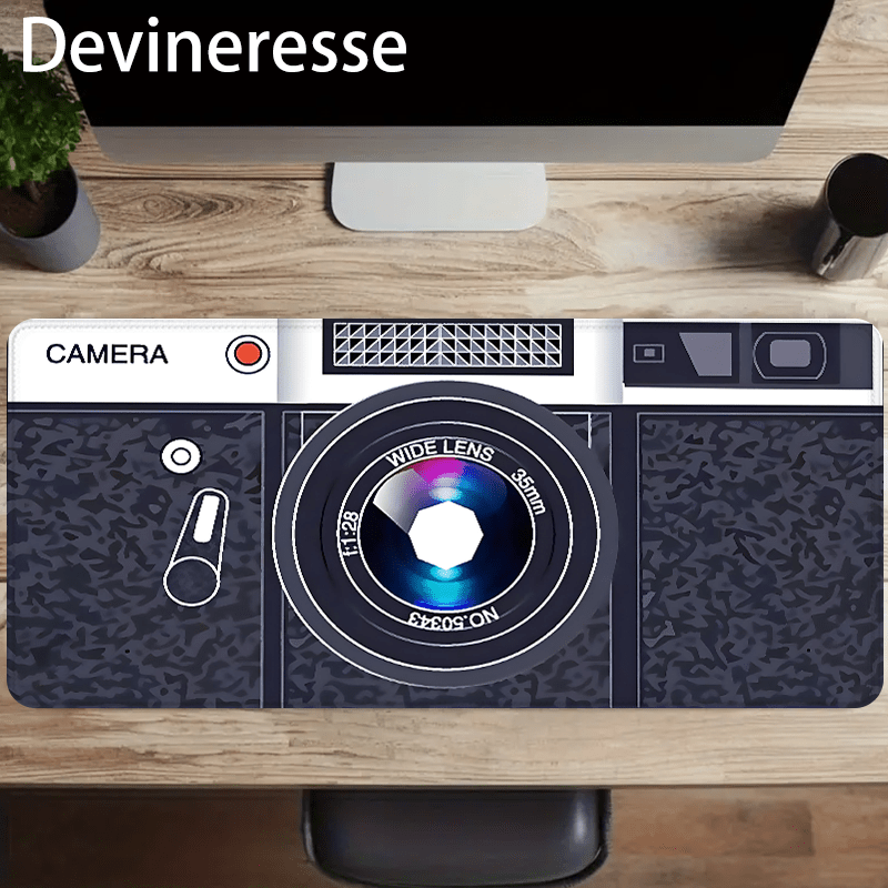 

Devineresse Rubber Mouse Pad, Camera Lens Design, Photography Enthusiast Gift, Extra Large Gaming Desk Mat, Non-slip Base, Oblong Shape