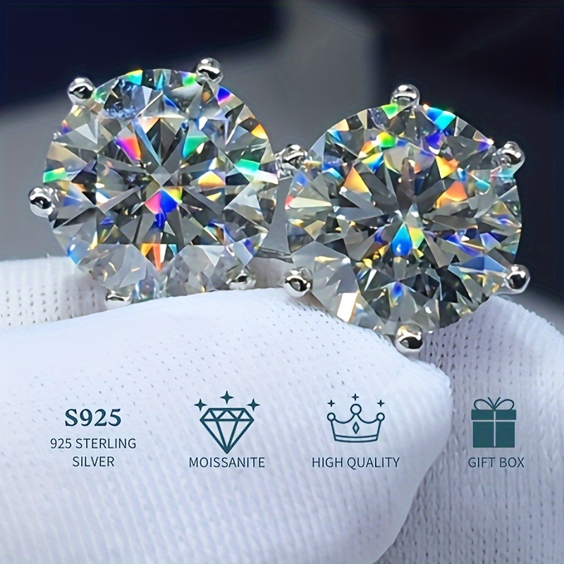 ピアス TATIANA Silver 925 moissanite 05 carat earrings DE0002 925 Sterling Silver Moissanite Stud Earrings | Mikado Diamonds