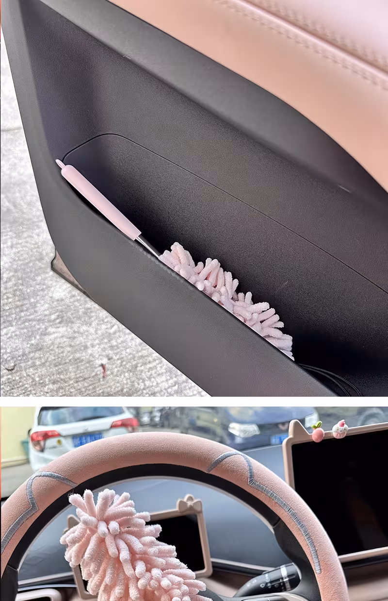 set of 2 mini car dusting brushes flexible and adjustable microfiber cleaning tool for household and vehicle interior maintenance made of polyester fiber Product details 0