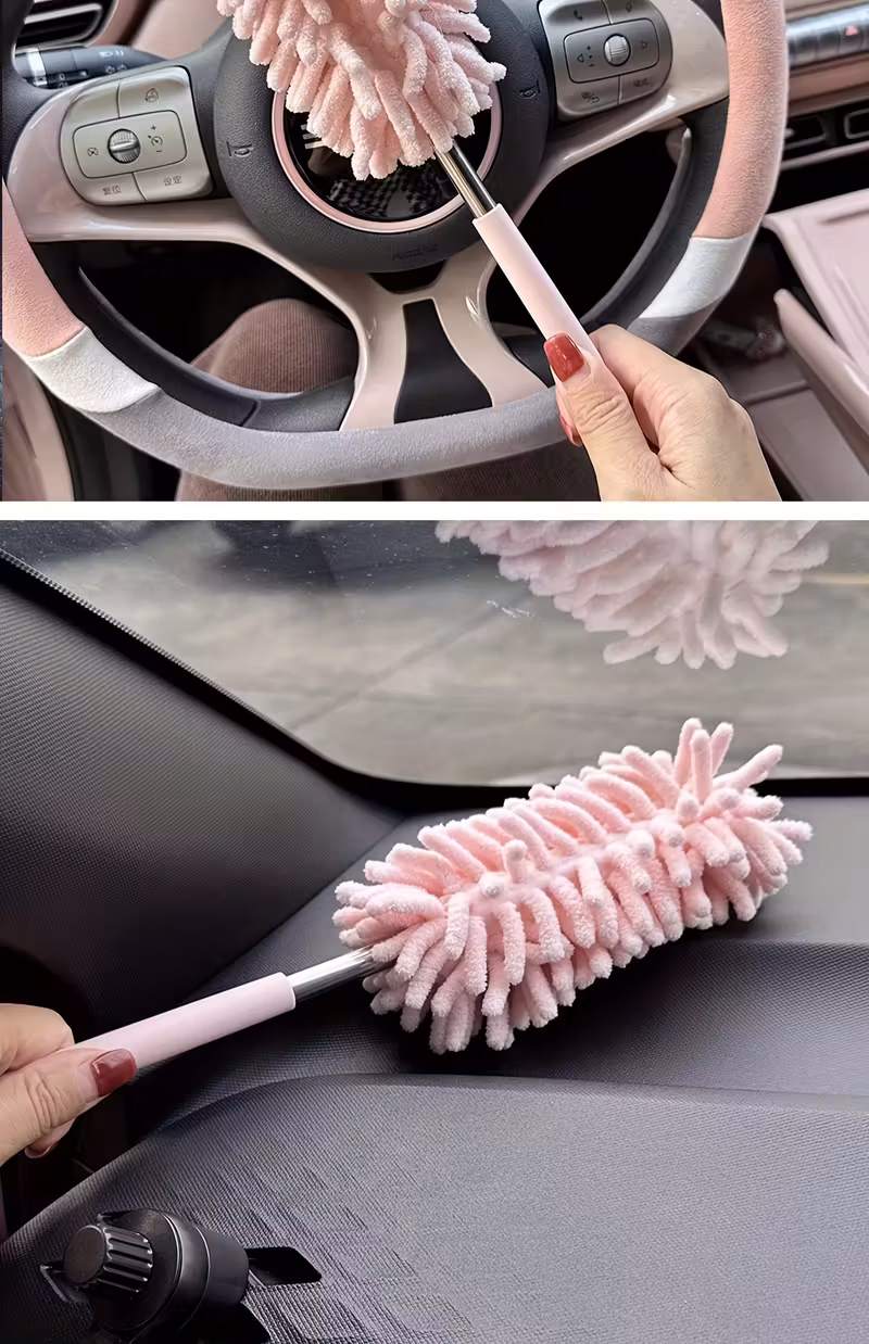 set of 2 mini car dusting brushes flexible and adjustable microfiber cleaning tool for household and vehicle interior maintenance made of polyester fiber Product details 1