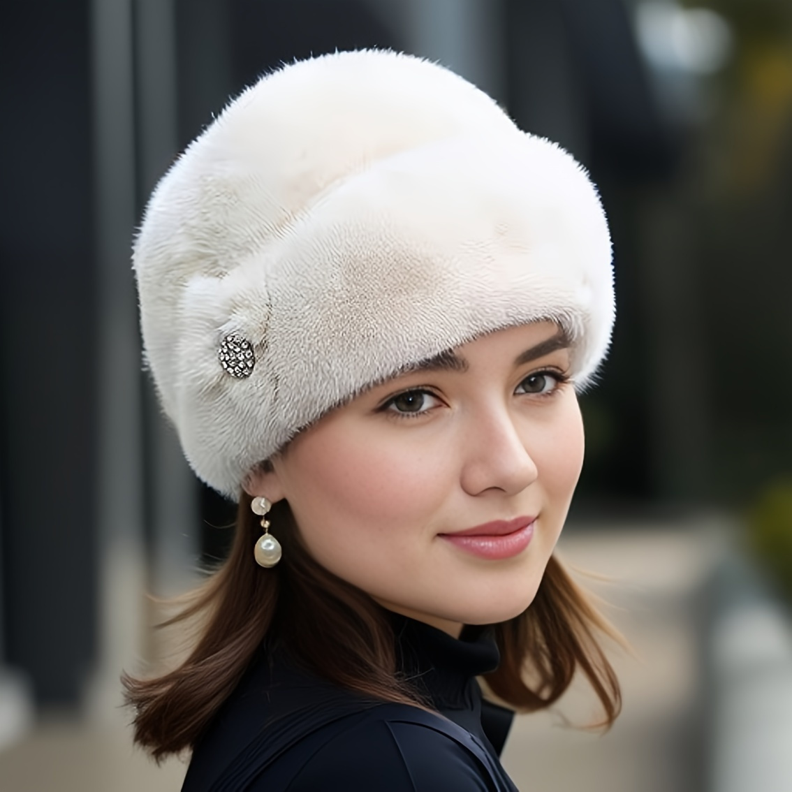 

Women's Knitted Winter Beret With Earmuffs - Lightweight, Inelastic, Polyester Fiber, Hand-washable, Warm & Windproof For Fall/winter