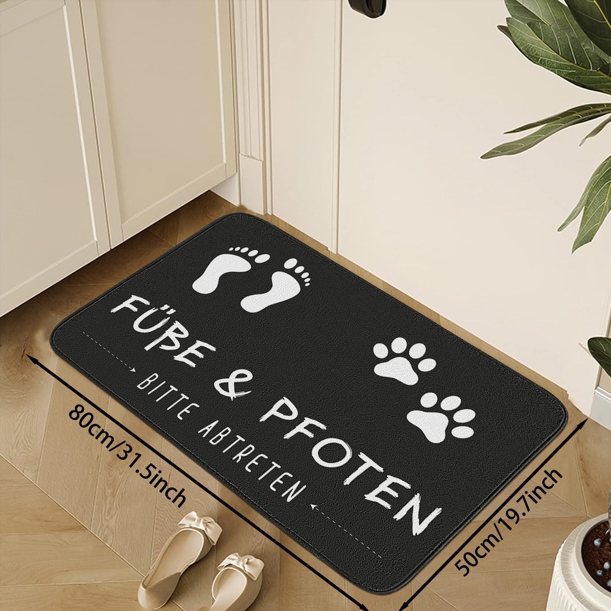 

Chic Black & White Letter Print Non-slip Door Mat - Comfortable Polyester, Machine Washable, Pvc Backing - Home Decor