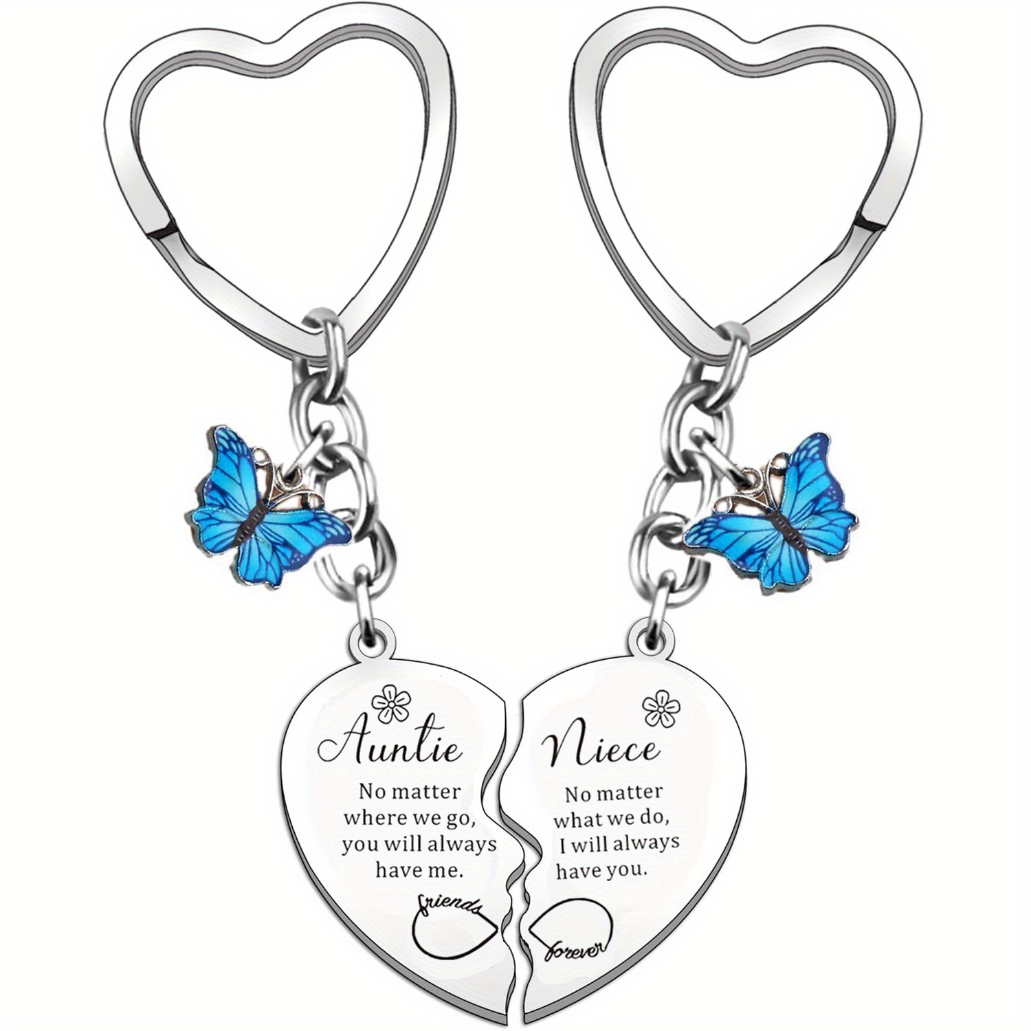 

Auntie & Niece Heart-shaped Keychain Set - 2pcs, Stainless Steel, Perfect Birthday Or Christmas Gift For Aunts, Best For Christmas