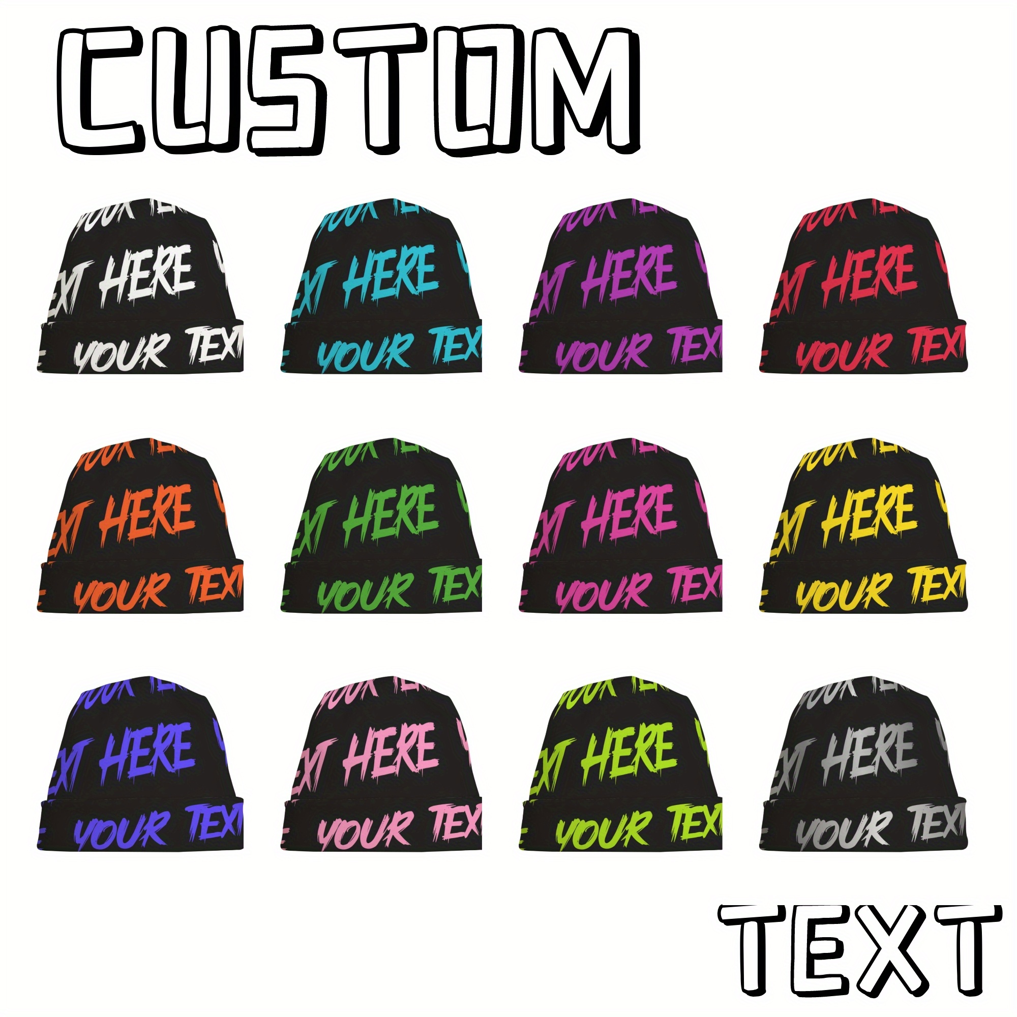 

Custom Text Super Soft Fleece Beanie - Personalized Knit Hat For , Vibrant Colors, Cozy Warm Winter Cap, , Spandex/polyester Blend, Beanie Hats