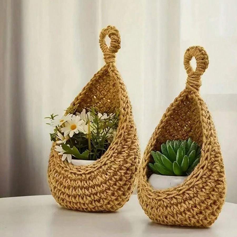 

1pc Bohemian Style Woven Hanging Basket, Teardrop Shaped, Great For Storing Vegetables And Fruits, Kitchen Storage