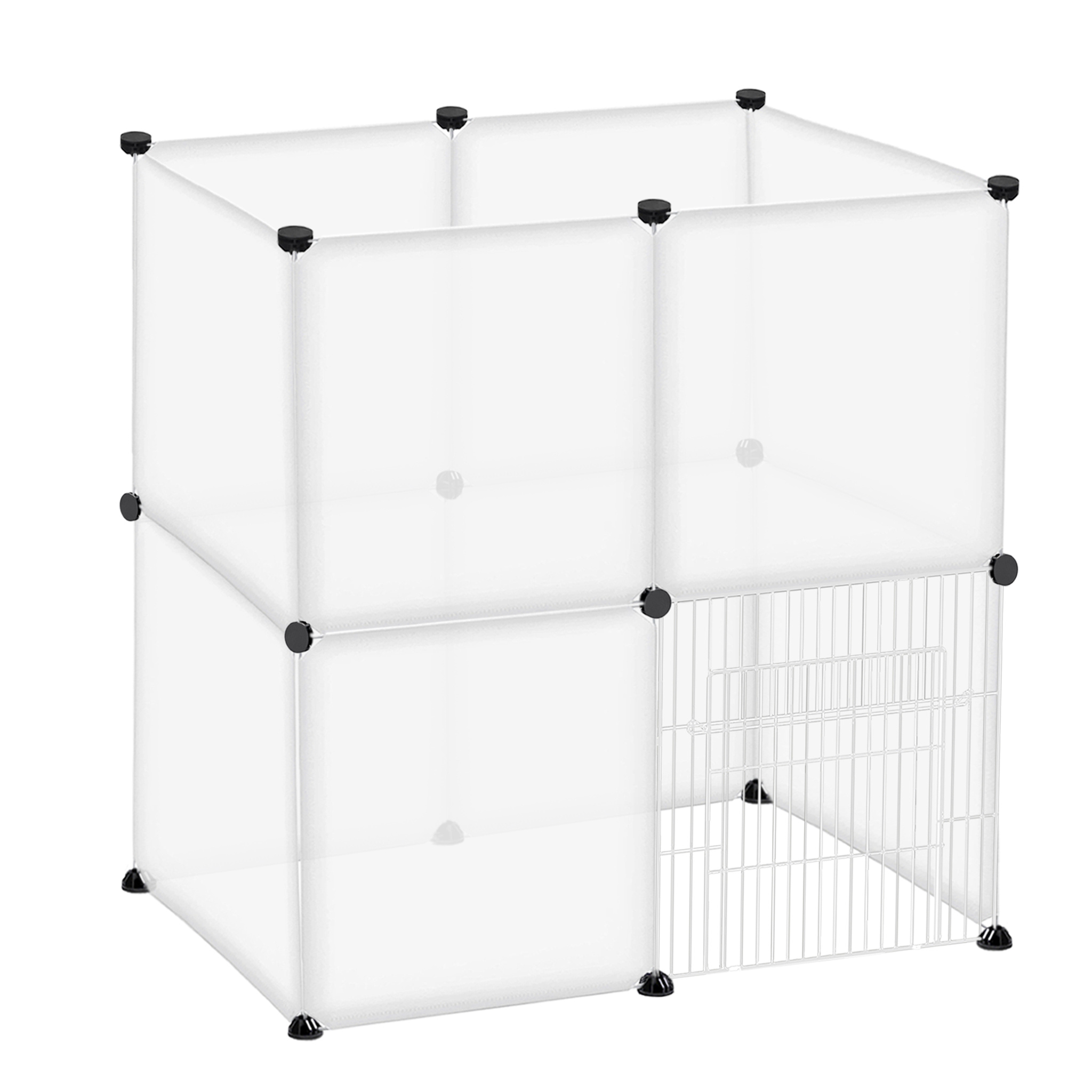 Image of 1pc Subtlety Modular Guinea Pig Cage, Pvc Small Animal Playpen With Non-slip Pads, Assembleable Rabbit Enclosure For Indoor/outdoor Use, Cable Ties Included, With/without Door